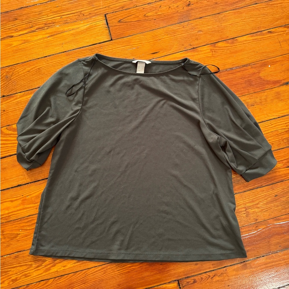 3 for $10 H&M Green Puff Sleeve Blouse